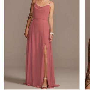 David’s Bridal Cowl Neck Dress w/ Slit